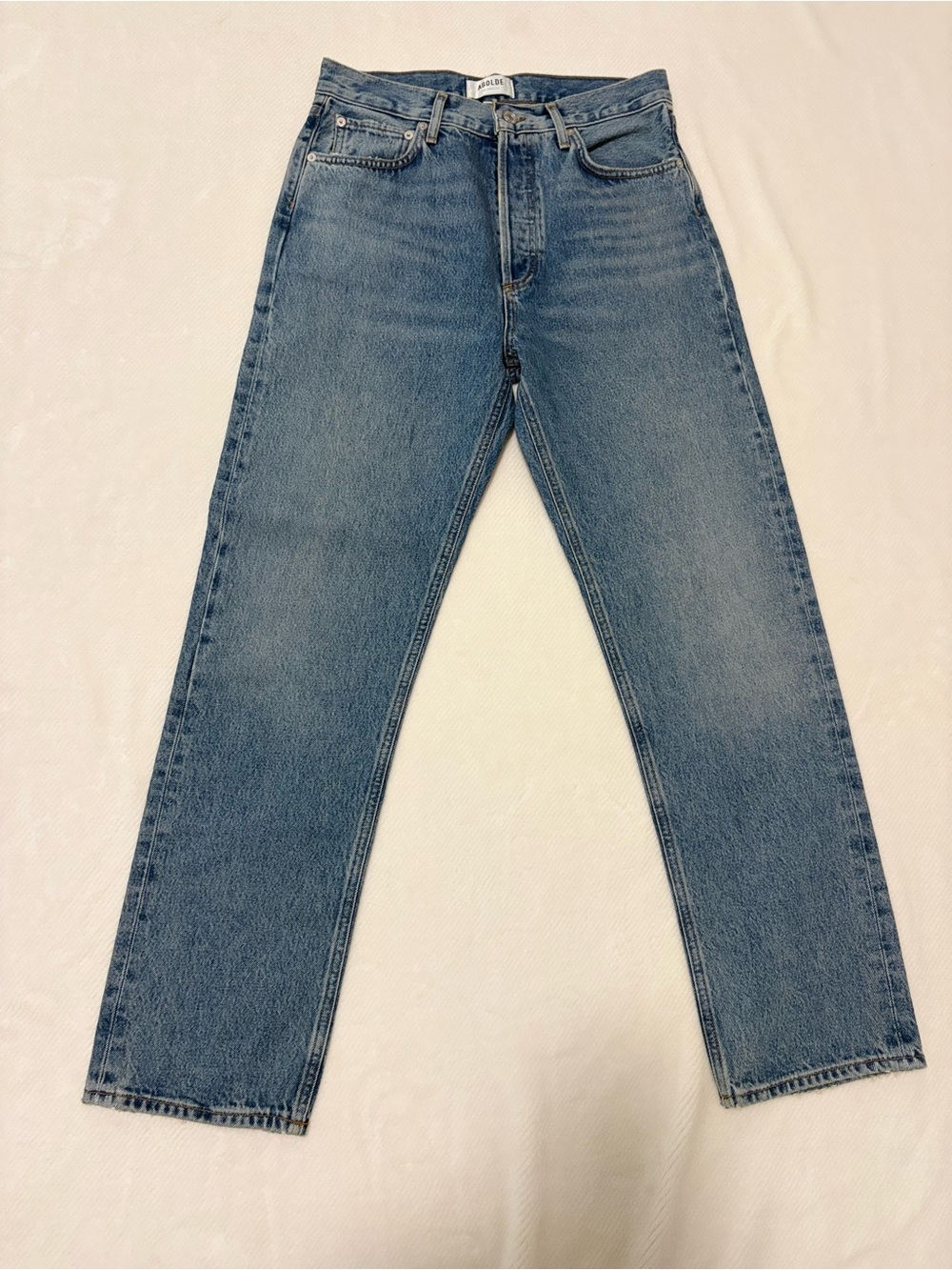 Agolde Men's Straight Jeans in Medium Wash Blue